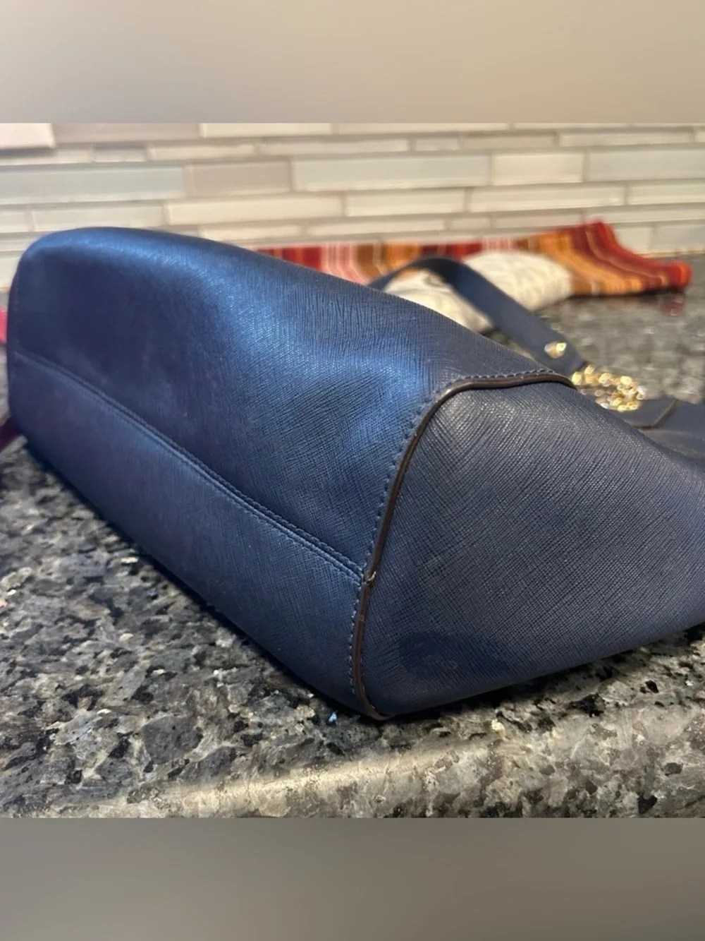 Michael Kors Navy Jet Set Chain Tote & Vanilla Fulton Wallet Set
